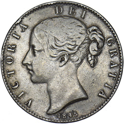 1845 Crown - Victoria British Silver Coin - Nice