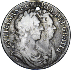 1689 Halfcrown (Holed) - William & Mary British Silver Coin