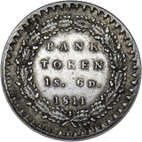 1811 Eighteenpence Bank Token - George III British Silver Coin - Very Nice