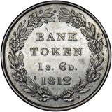 1812 Eighteenpence Bank Token - George III British Silver Coin - Very Nice