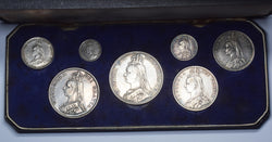 1887 British Silver 7 Coin Set - Victoria Jubilee Head Crown to 3d - Nice