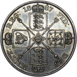 1887 Double Florin - Victoria British Silver Coin - Very Nice