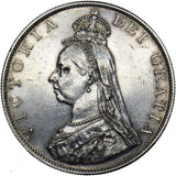 1887 Double Florin (Scarce Dies 1B) - Victoria British Silver Coin - Very Nice