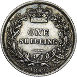 1869 Shilling - Victoria British Silver Coin - Nice