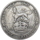 1908 Shilling - Edward VII British Silver Coin