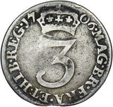 1706 Threepence - Anne British Silver Coin