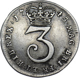 1743 Threepence - George II British Silver Coin - Nice