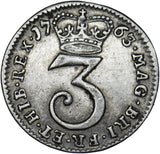 1763 Threepence - George III British Silver Coin - Nice