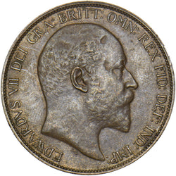1906 Penny - Edward VII British Bronze Coin - Very Nice