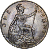 1911 Penny - George V British Bronze Coin - Superb