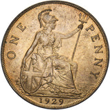 1929 Penny - George V British Bronze Coin - Superb