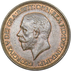 1928 Halfpenny - George V British Bronze Coin - Very Nice