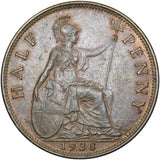 1928 Halfpenny - George V British Bronze Coin - Very Nice