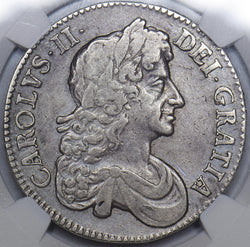 1679 Crown (NGC XF Details) - Charles II British Silver Coin - Nice