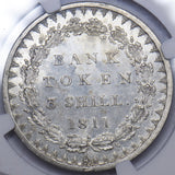 1811 3 Shillings Bank Token (NGC MS62) - George III British Silver Coin - Superb