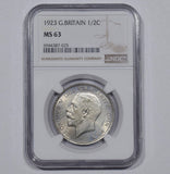 1923 Halfcrown (NGC MS63) - George V British Silver Coin - Superb