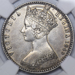 1849 Godless Florin (NGC AU Details) - Victoria British Silver Coin - Very Nice