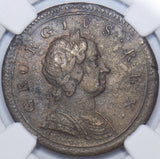 1723 Halfpenny (NGC AU Details Corrosion) - George I British Copper Coin