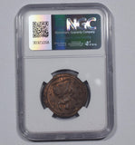 1723 Halfpenny (NGC AU Details Corrosion) - George I British Copper Coin