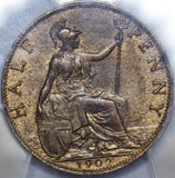 1902 Halfpenny (PCGS MS64 RB) - Edward VII British Bronze Coin - Superb