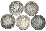 1874 - 1915 Halfcrowns Lot (5 Coins) - British Silver Coins - All Different