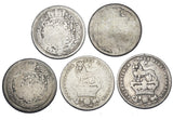 1816 - 1826 Shillings Lot (5 Coins) - British Silver Coins - All Different