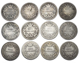 1842 - 1867 Shillings Lot (12 Coins) - Victoria British Silver Coins
