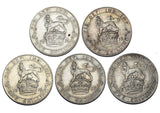 1914 - 1918 Shillings Lot (5 Coins) - George V British Silver Coins