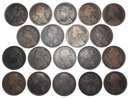 1873 - 1893 Pennies Lot (19 Coins) - Victoria British Bronze Coins