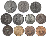 1799 - 1959 Halfpennies Lot (11 Coins) - British Copper Bronze Coins - Type Set