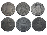 1675 - 1773 Farthings Lot (6 Coins) - British Copper Coins - Type Set