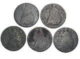 1672 - 1694 Farthings Lot (5 Coins) - British Copper Coins