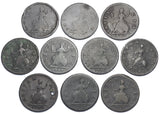 1731 - 1754 Farthings Lot (10 Coins) - George II British Copper Coins