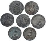 1771 - 1807 Farthings Lot (8 Coins) - George III British Copper Coins