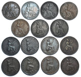1821 - 1837 Farthings Lot (15 Coins) - British Copper Coins - All Different