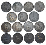 1860 - 1880 Farthings Lot (15 Coins) - Victoria British Bronze Coins