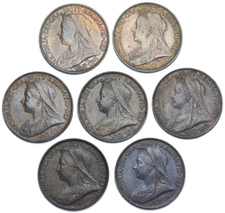 1895 - 1901 High Grade Farthings Lot (7 Coins) - Victoria British Bronze Coins
