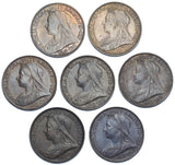 1895 - 1901 High Grade Farthings Lot (7 Coins) - Victoria British Bronze Coins