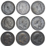1902 - 1910 High Grade Farthings Lot (9 Coins) - Edward VII British Bronze