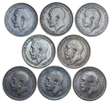 1911 - 1918 High Grade Farthings Lot (8 Coins) - George V British Bronze Coins