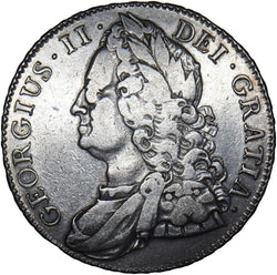 1743 Crown - George II British Silver Coin - Nice