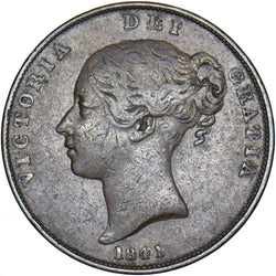 1841 Penny (With Colon, Rare) - Victoria British Copper Coin - Nice