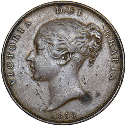 1853 Penny - Victoria British Copper Coin