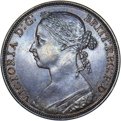 1887 Penny - Victoria British Bronze Coin - Very Nice