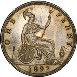 1892 Penny - Victoria British Bronze Coin - Superb