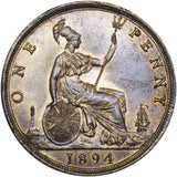 1894 Penny - Victoria British Bronze Coin - Very Nice