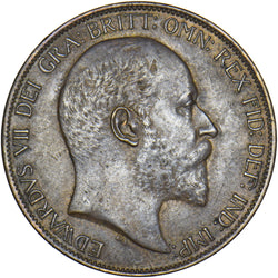 1902 Penny - Edward VII British Bronze Coin - Very Nice