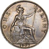 1902 Penny (Low Tide) - Edward VII British Bronze Coin - Superb