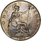 1903 Penny - Edward VII British Bronze Coin - Superb