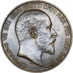1905 Penny - Edward VII British Bronze Coin - Very Nice